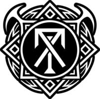 A solid style icon of strength rune symbol vector
