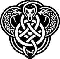 Celtic serpent icon in solid style vector