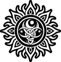 Pagan sun symbol icon in solid style vector