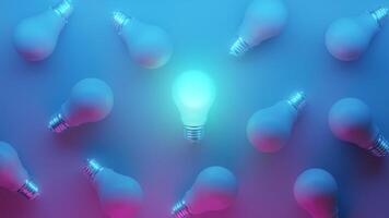 Glowing Lightbulb Standing Out in a Futuristic Scene photo