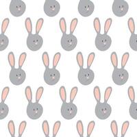 Seamless Pattern with Cute Gray Bunnies on a White Background vector