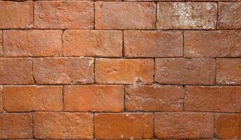 Rustic brick wall with weathered texture photo