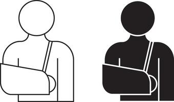 arm broken with arm sling icon set vector