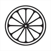 Single one line Black Lemon slice silhouette on white background vector