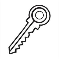 Single one line Keys Single Line Icon black silhouette white background vector