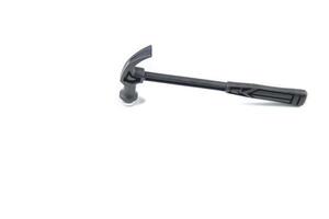 A durable hammer, essential for construction and repair, stands cut out on a white background. It symbolizes strength and craftsmanship. photo