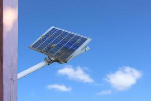Dirty solar cell panel installed for obtaining power from the nature to save energy in long term photo