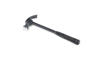 Durable hammer, essential for construction and repair, stands cut out on a white background. It symbolizes strength, precision, and craftsmanship. photo