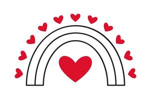Rainbow with hearts vector