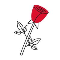 Red rose doodle style Hand drawn trendy flat style love isolated icon Romantic symbol of love for web graphic design poster tattoo Valentines Day Greeting card line art illustration vector