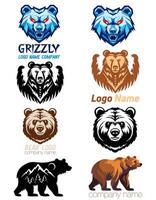 bear grizzly logo creative and original for your business or company set logotype illustration isolated on white background vector