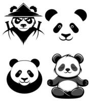 panda bear logo creative and original for your business or company set illustration isolated on white background vector