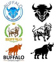 buffalo logo creative and original for your business or company set logotype illustration isolated on white background vector