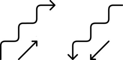 Conceptual representation of paths and directions using abstract continuous black line arrows forming step-like patterns, conveying strategy, movement, and planned progression. vector