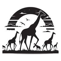 A straightforward giraffe illustration logo with a minimalist graphic style for effortless identification vector