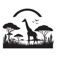 The cartoon drawing of a giraffe with a tree vector