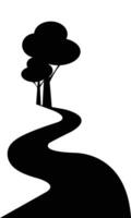 road and trees logo design, winding road icon and landscape sign, symbol in flat style isolated on white background vector