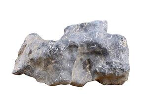 Natural Stone Boulder with Unique Texture and Patterns Isolated on White Background for Landscaping and Design Projects photo