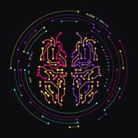 Ai brain logo. Abstract human brain in tech style icon vector