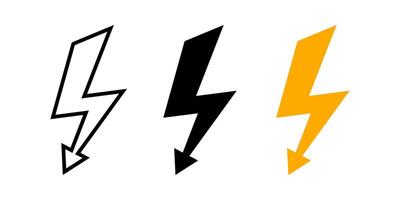 Electricity icons set. lightning Symbol. electric voltage sign. for mobile concept and web design. illustration on white background vector