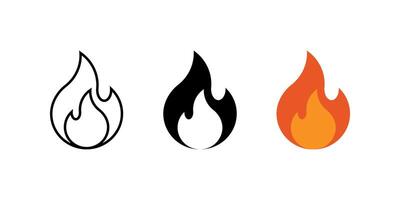 Fire icon set. Flame sign. for mobile concept and web design. illustration on white background vector