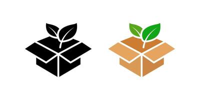 Eco packaging icons set. Box with leaf Symbol. Ecology sign. for mobile concept and web design. illustration on white background vector