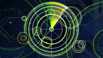 Hud tech interface animation on futuristic machine background, animated FUI is suitable for motion graphics about cyberpunk design, high tech displays, and game interfaces. video