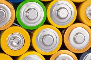 Close Up of Colorful Alkaline Batteries photo