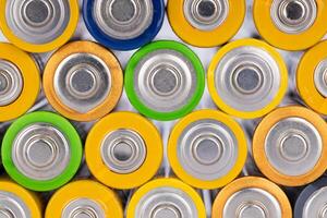 Top View of Colorful Battery Stack photo