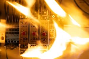 Electrical Components with Flame Effect photo