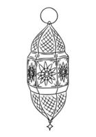 Traditional Islamic lantern with intricate geometric and floral patterns, hand-drawn in a minimalist style, suitable for Ramadan and festive decorations vector