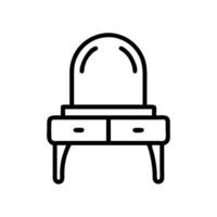 Dressing table with round mirror vector