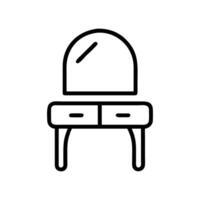 Dressing table with round mirror with drawer vector