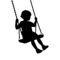 Child on a swing silhouette on white background vector