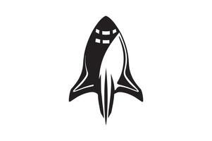 Black Silhouette of Futuristic Spaceship vector