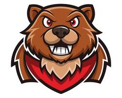 The mascot of a bear with red eyes vector