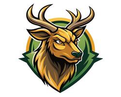The head of a deer with horns on it vector