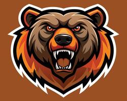 The head of a bear with an angry expression vector