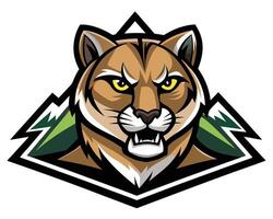 The head of a cougar is shown in a triangle vector