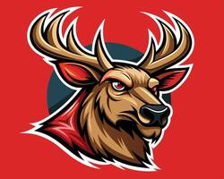A deer head with horns on a red background vector