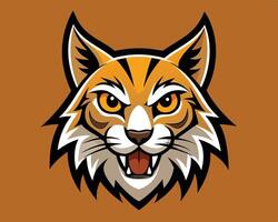 The head of a lynx cat on a brown background vector
