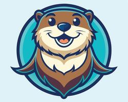 an otter mascot with a smile on its face vector