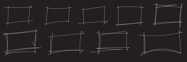 Set of pencil or pen sketch element of squares and marks. Brush doodle shape for message note squares. vector