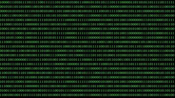 Vibrant digital backdrop displays continuous lines of green binary code against a contrasting black background, creating an abstract tech-inspired visual effect. video