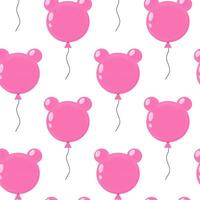 Pink bear-shaped balloons create a playful pattern on a white background for celebrations vector