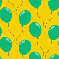 Bright yellow background with green balloons creating a festive atmosphere for celebrations vector