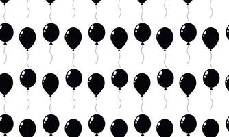 Black balloons arranged in a repeating pattern on a white background for decoration vector
