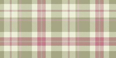 Seamless tartan pattern with intersecting lines in beige, light pink, and olive green, perfect for textiles and backgrounds. vector