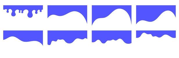 A collection of abstract blue drip and wave-shaped elements, ideal for graphic design, web, and artistic projects. vector