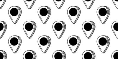 A seamless pattern featuring hand-drawn doodle-style location pins arranged uniformly on a plain white background, creating a minimalist and artistic design suitable for decor or visual elements. vector